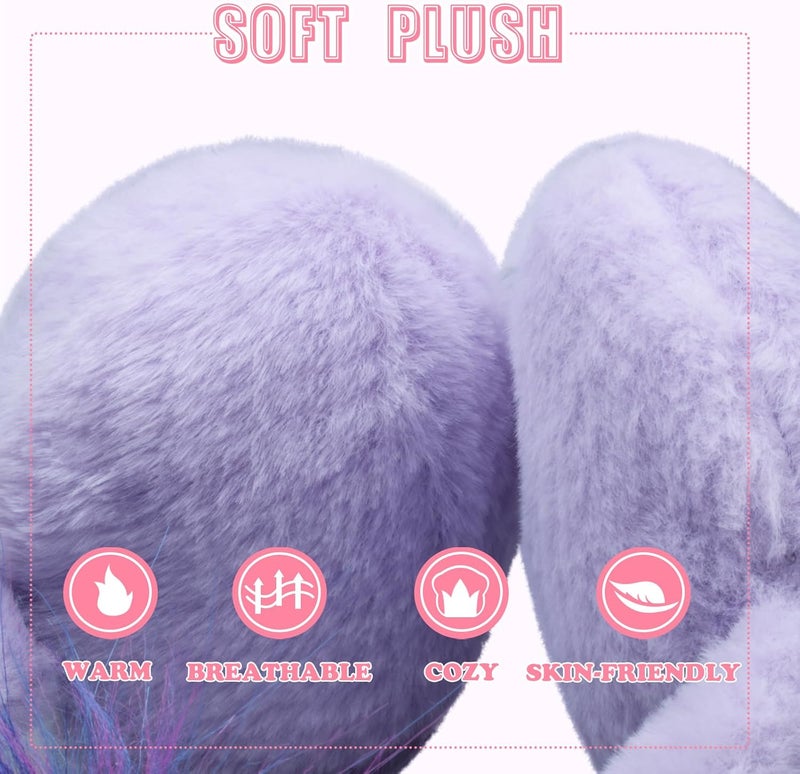 EDCYF Ear Muffs Gloves Set for Kids Girls Winter Ear Muffs Adjustable Sequins Warm Earmuffs Furry Outdoor - Image 3
